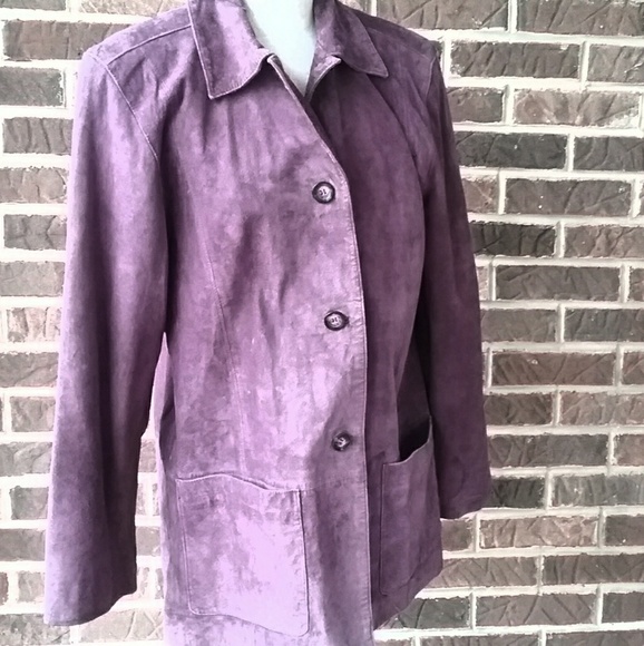 Terry Lewis Purple Leather Suede Jacket - Picture 1 of 6